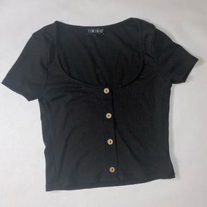 Black Button detailed crop top